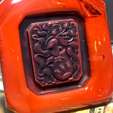 ceralacca da anello sigillo con stemma araldico (heraldic crest)