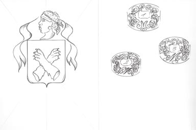 sketch of heraldic crest - disegno stemma araldico