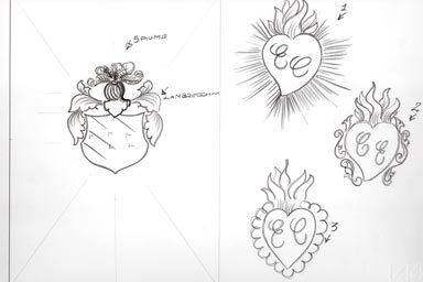 sketch of heraldic crest - disegno stemma araldico