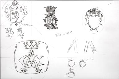 sketch of heraldic crest - disegno stemma araldico