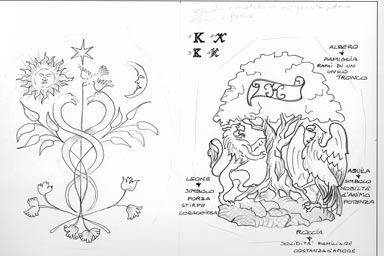 sketch of heraldic crest - disegno stemma araldico