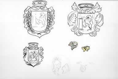 sketch of heraldic crest - disegno stemma araldico