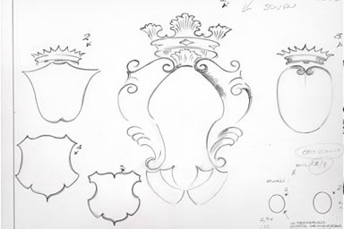 sketch of heraldic crest - disegno stemma araldico