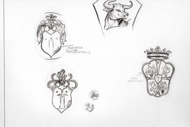 sketch of heraldic crest - disegno stemma araldico