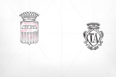 sketch of heraldic crest - disegno stemma araldico