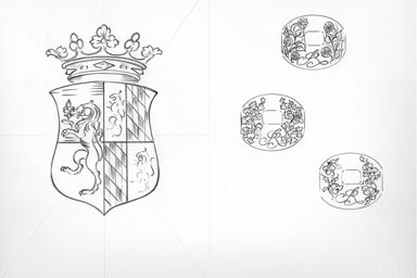 sketch of heraldic crest - disegno stemma araldico