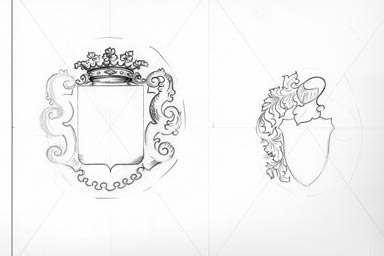 sketch of heraldic crest - disegno stemma araldico