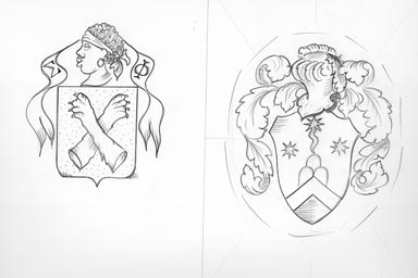 sketch of heraldic crest - disegno stemma araldico