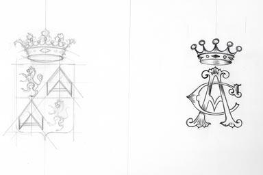sketch of heraldic crest - disegno stemma araldico