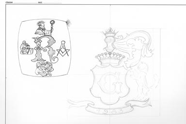 sketch of heraldic crest - disegno stemma araldico