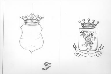 sketch of heraldic crest - disegno stemma araldico