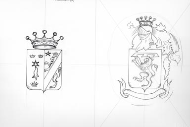 sketch of heraldic crest - disegno stemma araldico
