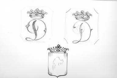 sketch of heraldic crest - disegno stemma araldico
