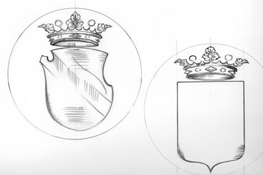 sketch of heraldic crest - disegno stemma araldico