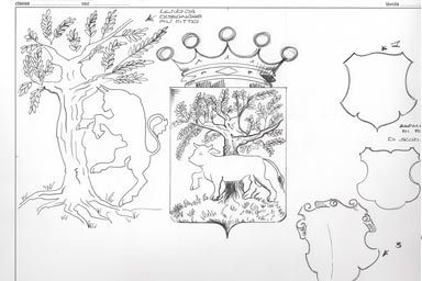 sketch of heraldic crest - disegno stemma araldico
