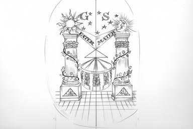 sketch of heraldic crest - disegno stemma araldico