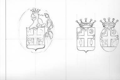 sketch of heraldic crest - disegno stemma araldico