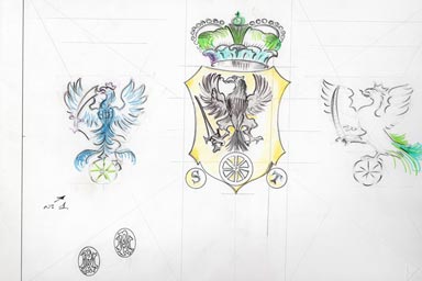sketch of heraldic crest - disegno stemma araldico