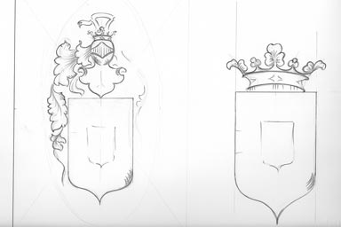 sketch of heraldic crest - disegno stemma araldico