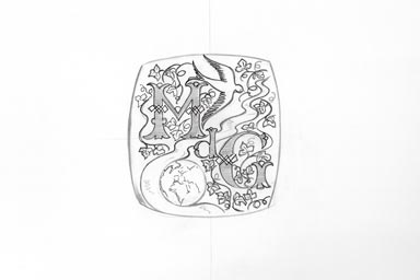 sketch of heraldic crest - disegno stemma araldico