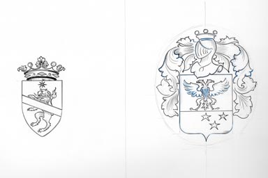 sketch of heraldic crest - disegno stemma araldico