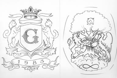 sketch of heraldic crest - disegno stemma araldico