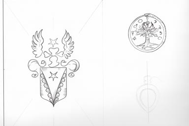 sketch of heraldic crest - disegno stemma araldico