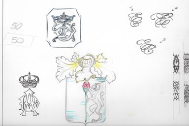 sketch of heraldic crest - disegno stemma araldico