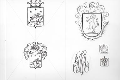 sketch of heraldic crest - disegno stemma araldico