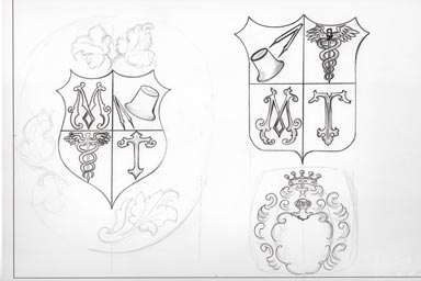 sketch of heraldic crest - disegno stemma araldico